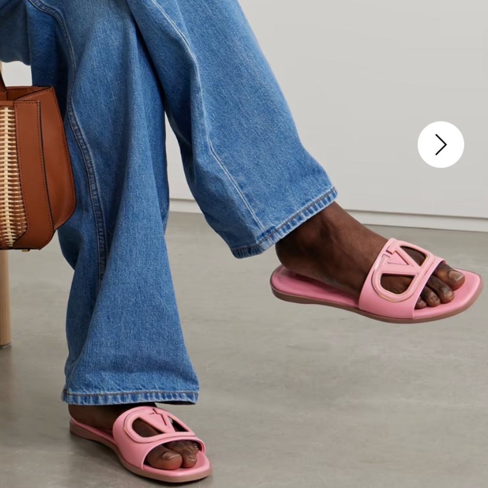 New Valentino Garavani VLOGO cutout leather slides in size 39